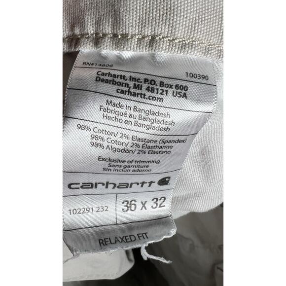 Carhartt Rugged Flex Relaxed Fit Canvas Work Pants Mens 32x36 Light Tan - Picture 10 of 11